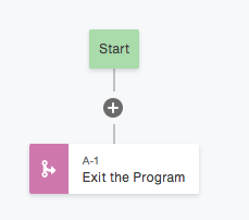 Program flow showing Start and Exit with plus buttons