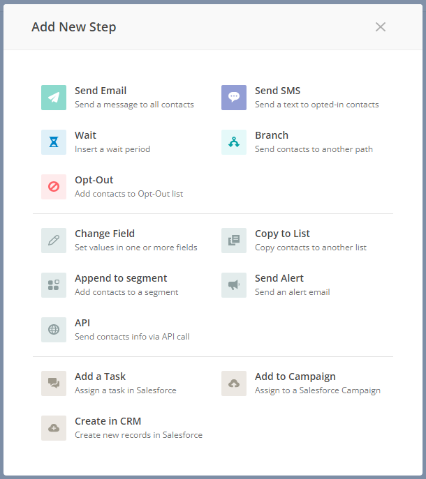 Add new step dialog
