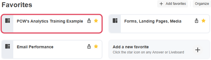 Liveboard pinned as a favourite