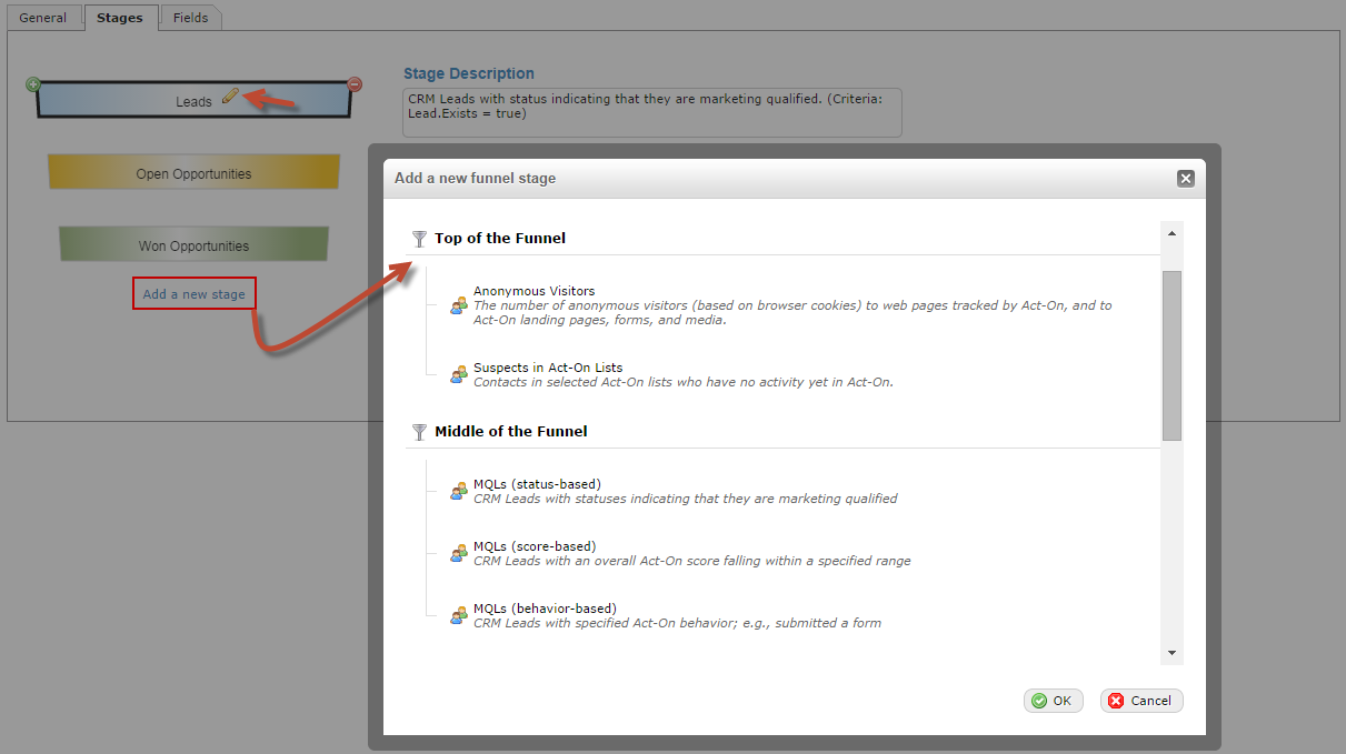 By clicking Add a new stage you are able to add up to seven stages in the funnel.