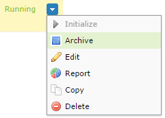 Hovering over the appropriate funnel, click the green down-arrow, and click Archive.