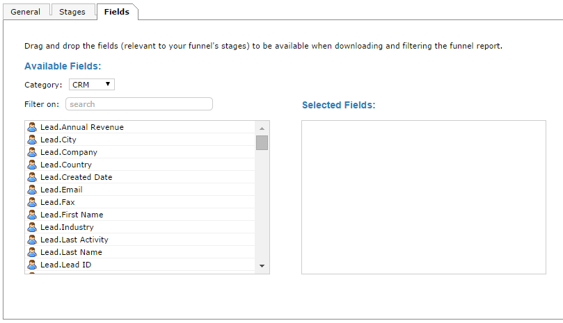 You can select up to 25 reporting fields from among your available profile and/or CRM fields.
