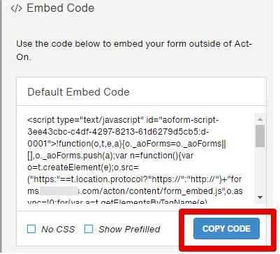 On the right, click COPY CODE.