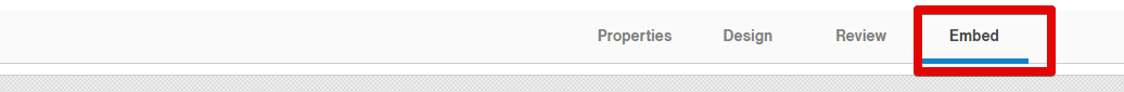 Clicking the Embed tab at the upper right of the navigation bar.