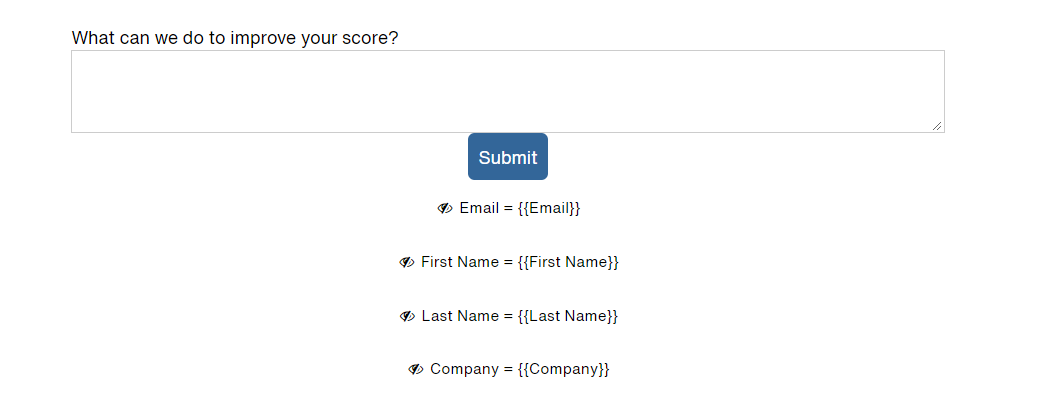 Email First Name Last Name Company screenshot of the hidden fields in the form composer.