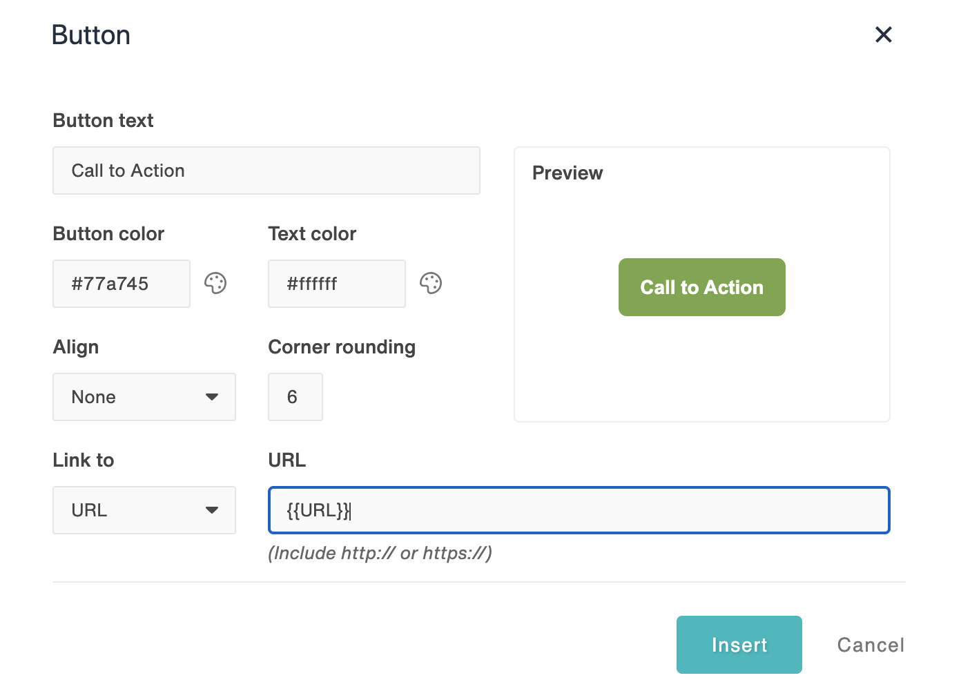 Personalized URL Button