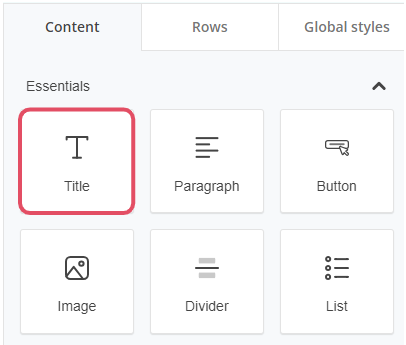 Title Content Block in the Composer interface