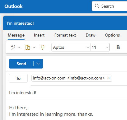 Example of mailto link behavior in recipient’s email client