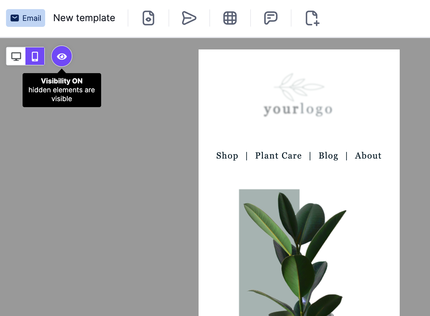 Translucent hidden content shown with visibility enabled