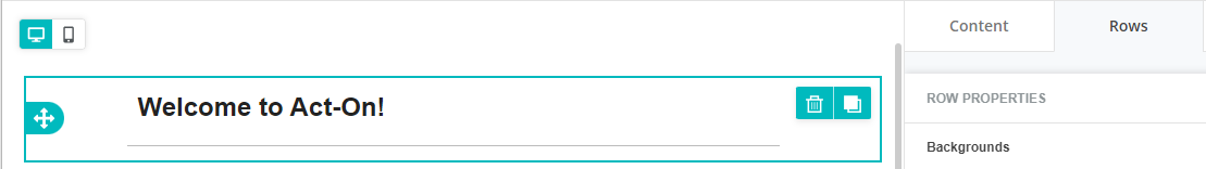 Selecting a Row in the Composer design canvas