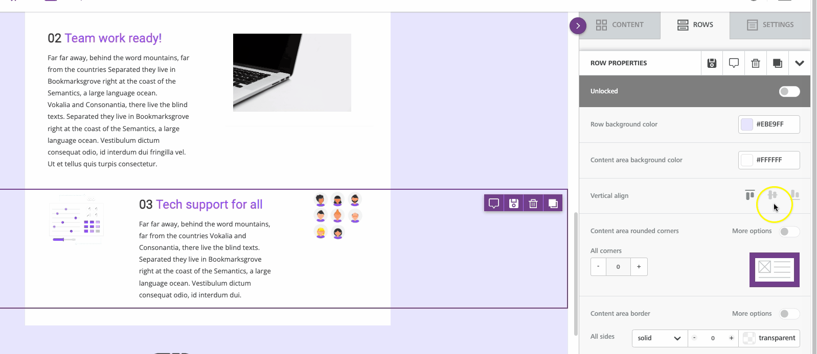 Vertical alignment examples