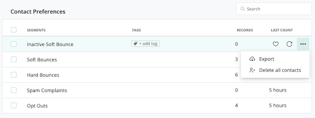 Export/Delete UI
